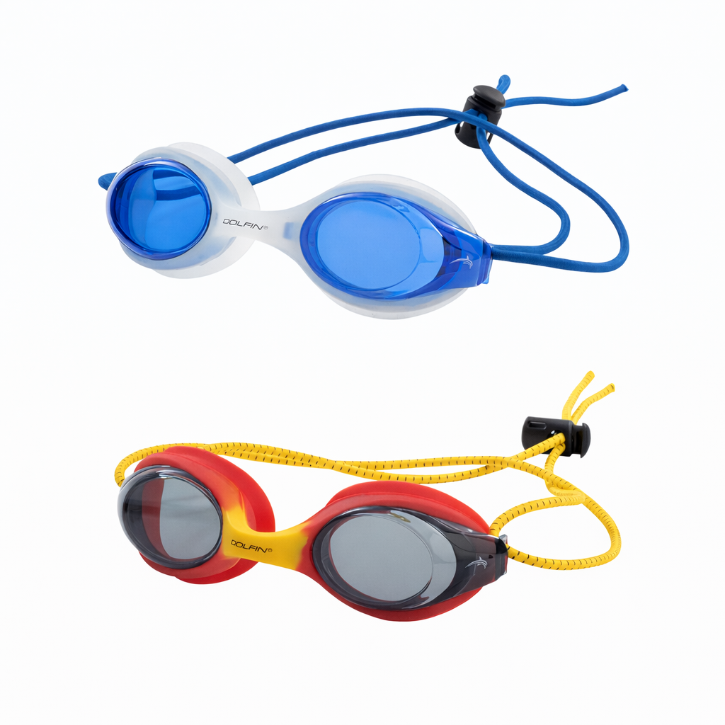 Dolfin Bungee Racer Goggle 2-Pack – Blue/Clear & Yellow/Red - Aqua Style Saudi Arabia