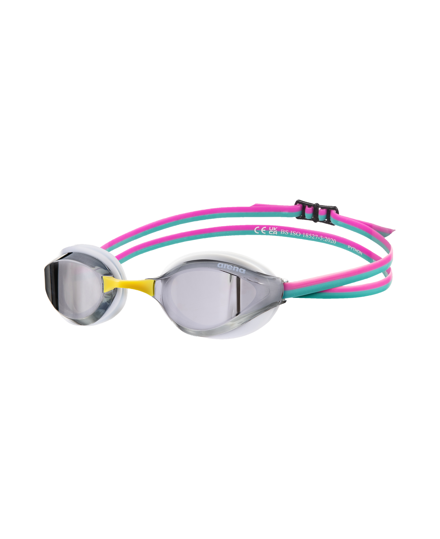 Arena Python Mirror (Racing) Goggles-Silver/White/Fuchsia - Aqua Style Saudi Arabia
