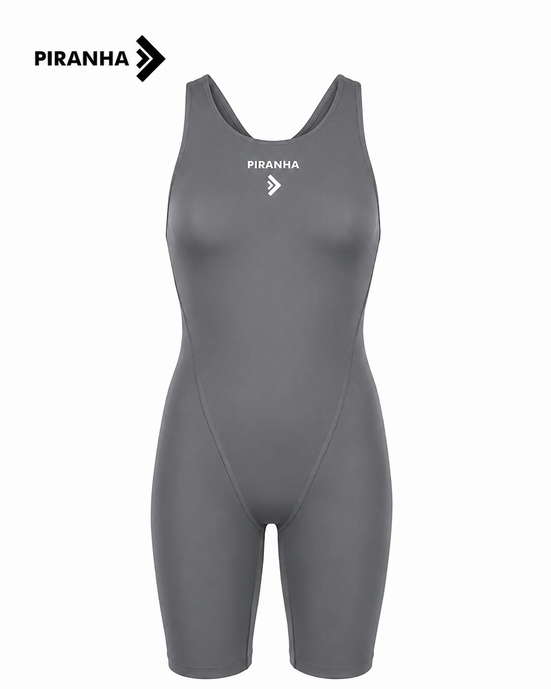 Piranha Solid Girls' Training Swimsuit Open Back in Navy / Grey, alternate product view