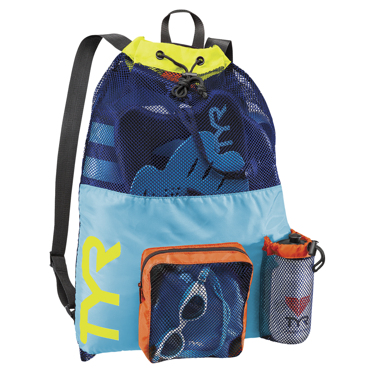 TYR 40L Big Mesh Mummy Backpack-Blu/Yellow - Aqua Style Saudi Arabia
