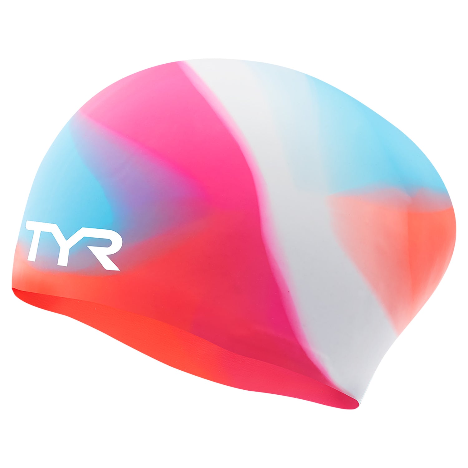 TYR Tie Dye Long Hair Silicone Youth Training Swim Cap, alternate product view
