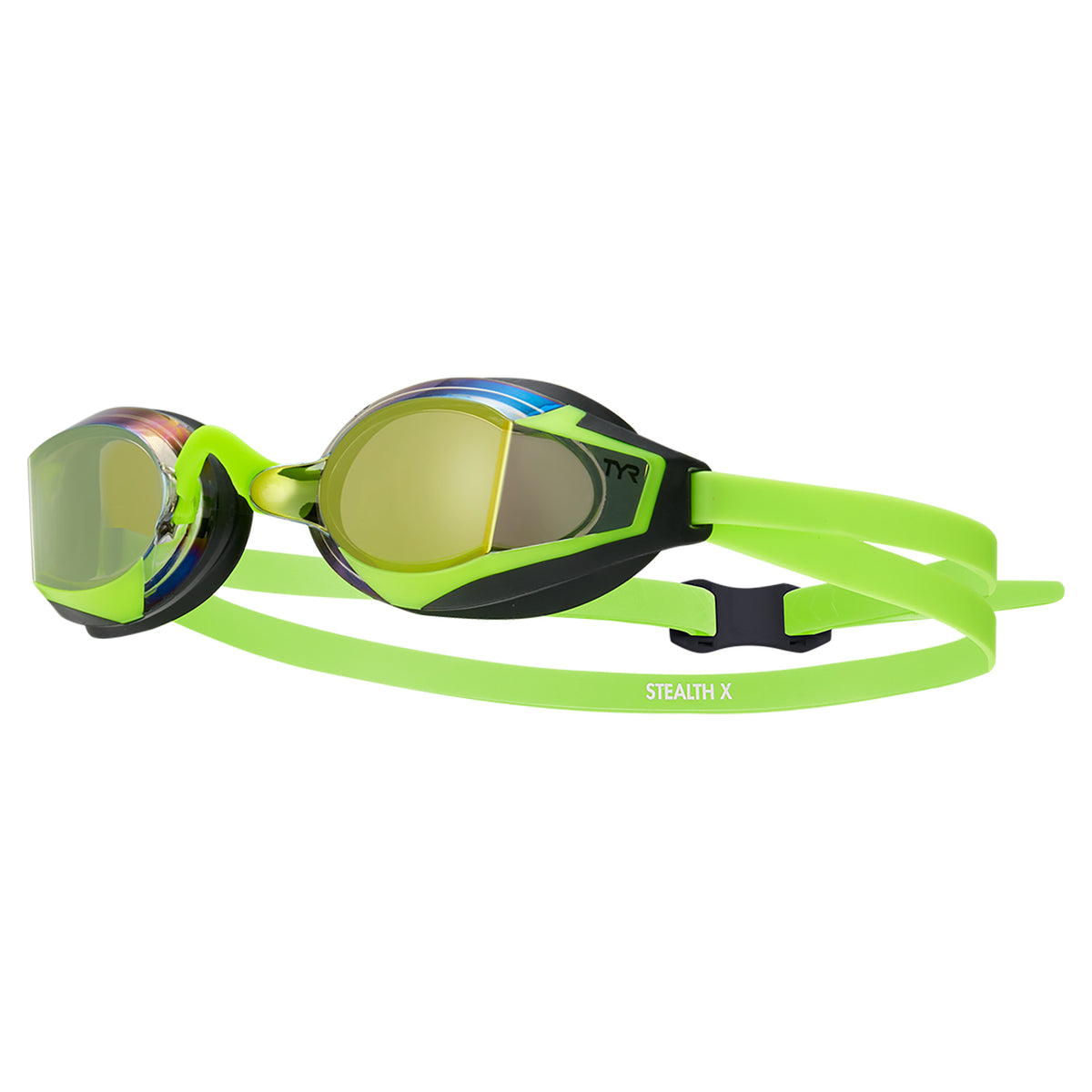 TYR Stealth-X Mirrored Performance Goggles-Elec Lime - Aqua Style Saudi Arabia