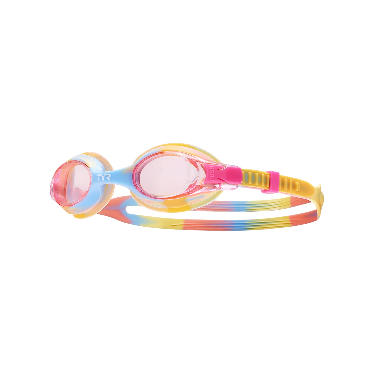 TYR Kids' Mirrored Swimple Goggles Pink/Orange/Yellow – Tie Dye - Aqua Style Saudi Arabia