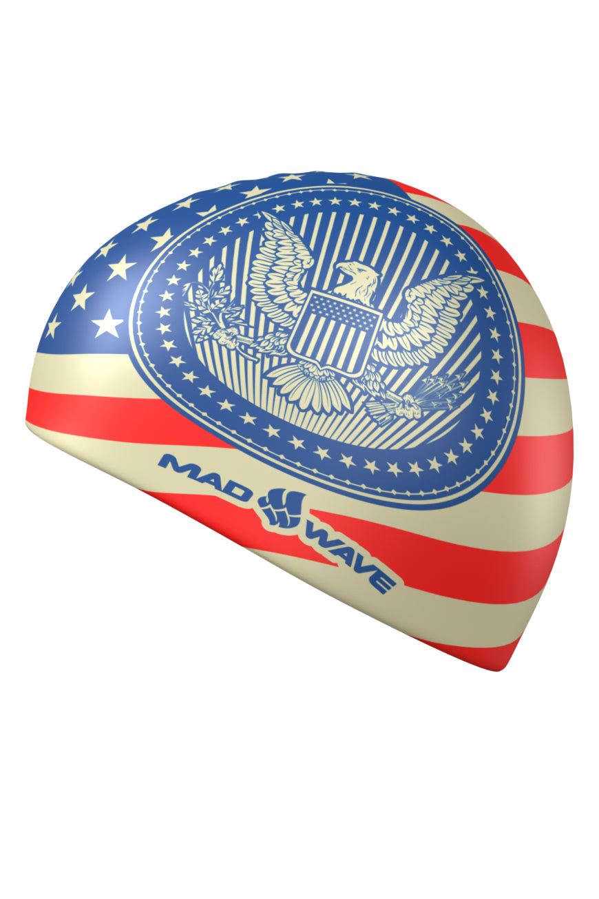 Mad Wave Silicone Swim Caps Printed USA flag - Aqua Style Saudi Arabia