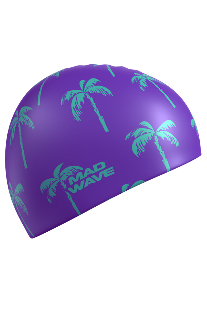 Mad Wave Swim Caps Palms Printed - Aqua Style Saudi Arabia