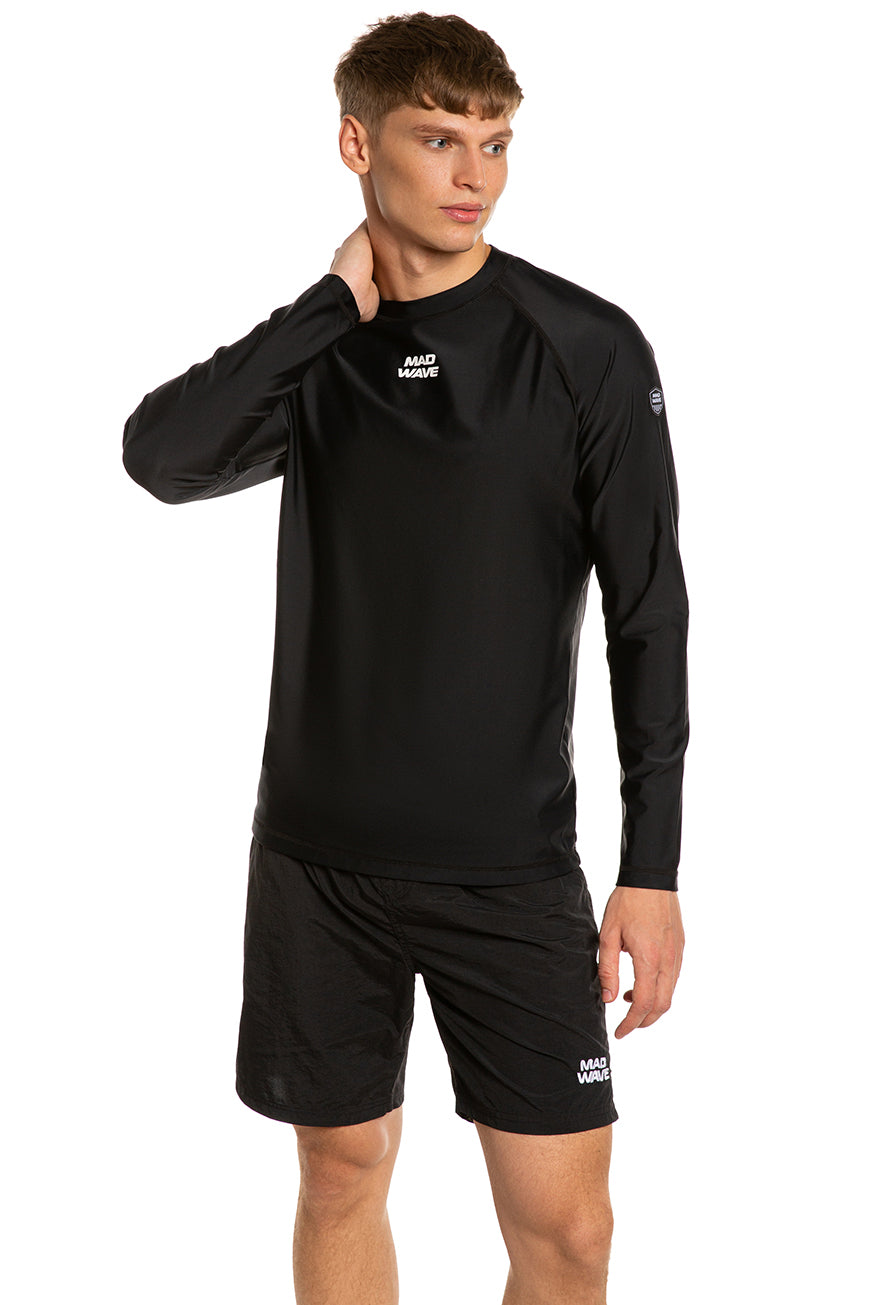 Mad Wave Men Long Sleeve Rashguard - Black - Aqua Style Saudi Arabia