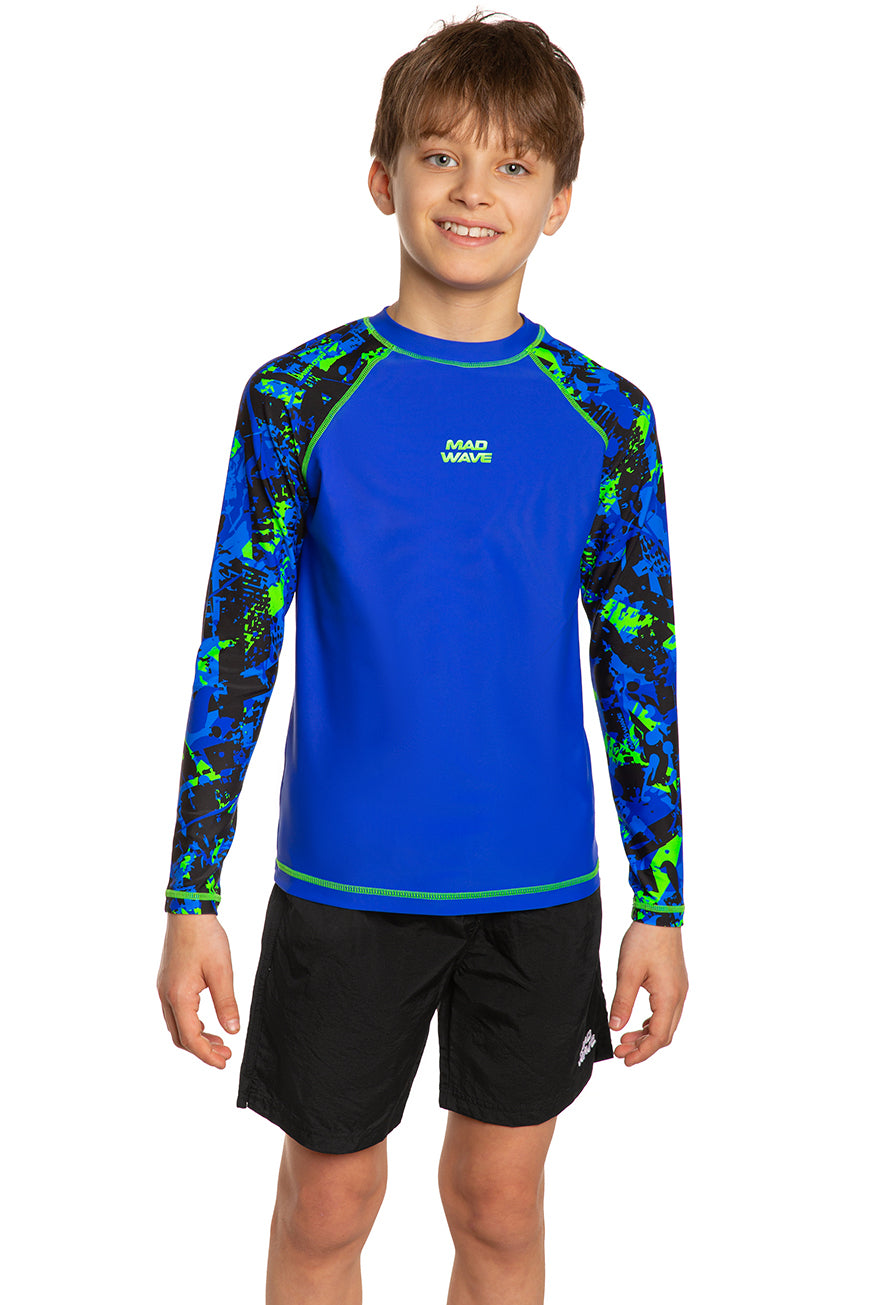 Mad Wave Junior Long Sleeve Rashguard - Blue - Aqua Style Saudi Arabia