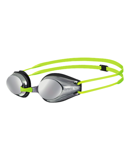 Arena Tracks Junior Mirror Swim Goggles- Silver/Black/Fluoyellow – (Racing) - Aqua Style Saudi Arabia
