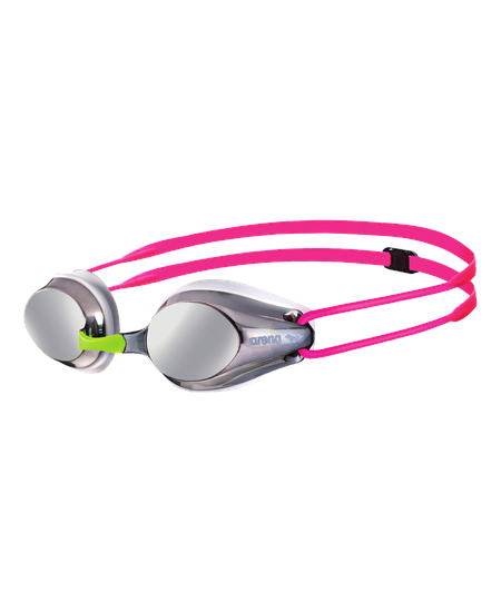 Arena Tracks Junior Mirror Swim Goggles- Silver/White/Fuchsia – (Racing) - Aqua Style Saudi Arabia