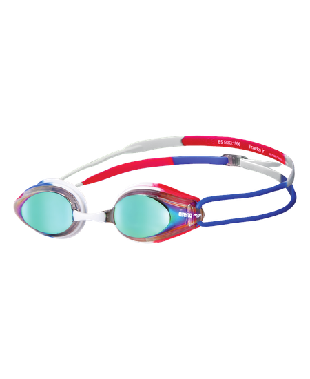 Arena Tracks Junior Mirror Swim Goggles- Gold/Blue/Red – Junior (Racing) - Aqua Style Saudi Arabia