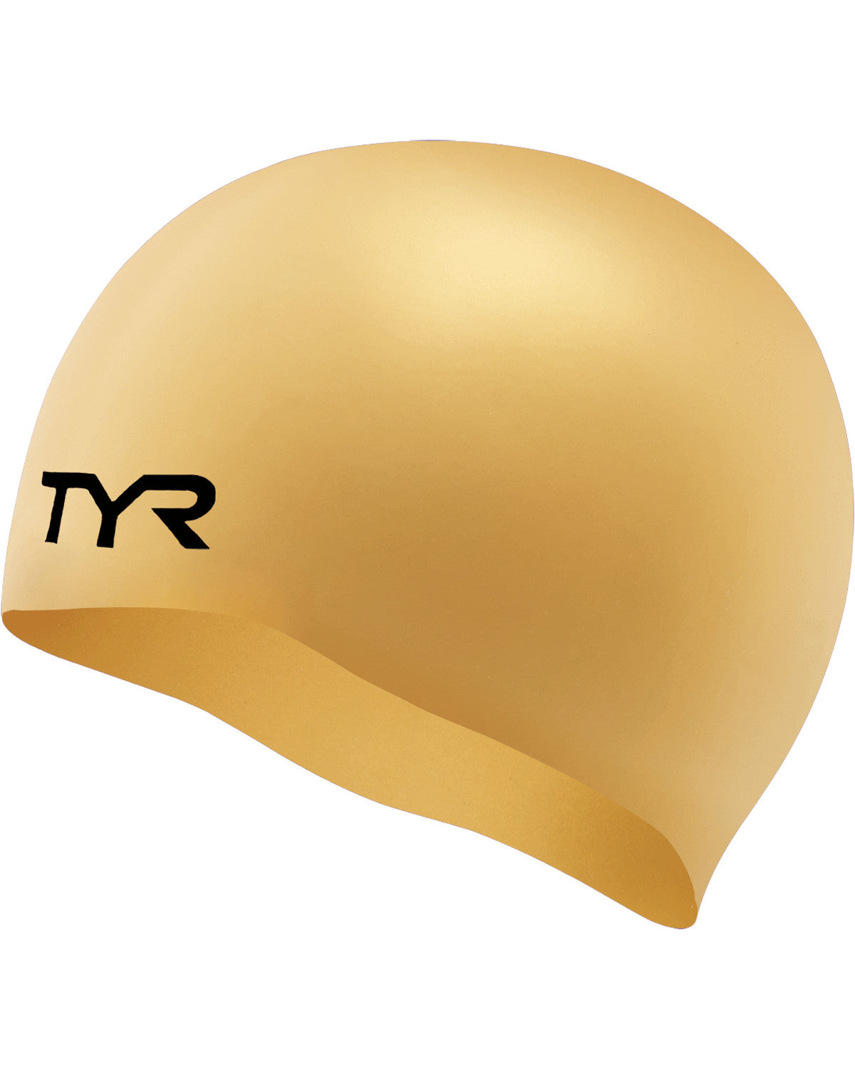 TYR Adult Wrinkle Free Silicone Training Swim Cap in Gold / Green / NVY, product view